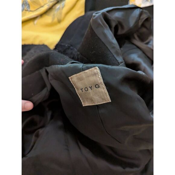Vintage Toy G Women’s U.S. 8 Black Wool Blend Overcoat Jacket Collared - Picture 6 of 10